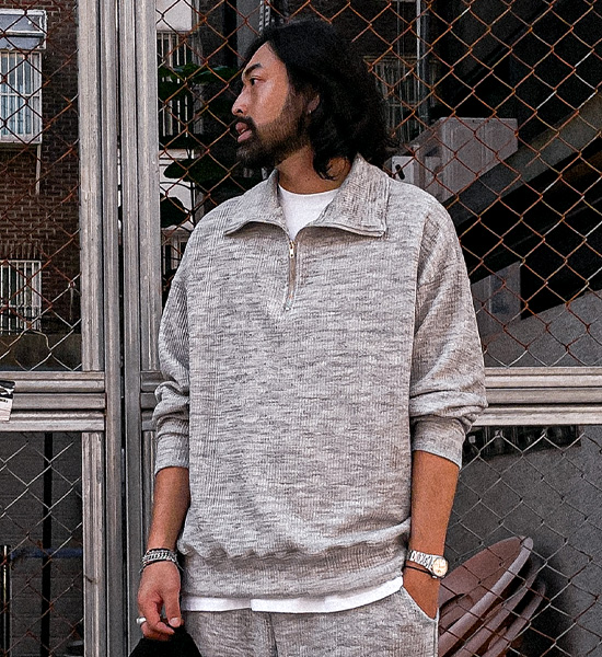 (XL-6XL)<br>언트라 リブ付きハーフジップアップ T009<BR><B><FONT COLOR="#ff4800">[追加割引]</FONT></B>
