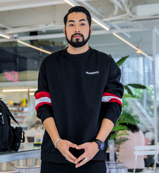 (M-5XL)<br>거짓말처럼 배색네오맨투맨 <br><font color="#098a09"><B>長さを選択 (基本的な,ロング+6cm)</B></font>