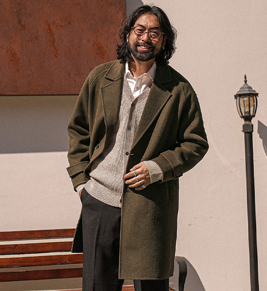 (L-6XL)<BR>아칸다 ハンドメイド 싱글ウール코트(ウール71%) 9092