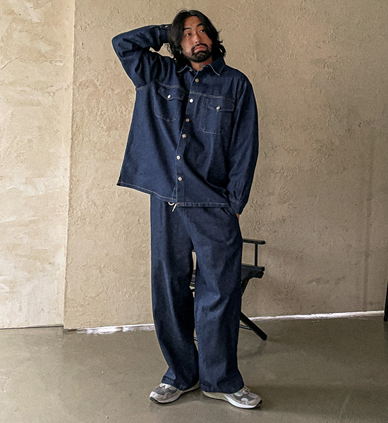(XL-5XL)<br>샤루디 デニムシャツ&ジャケット+마사티카 デニムバンディングパンツ