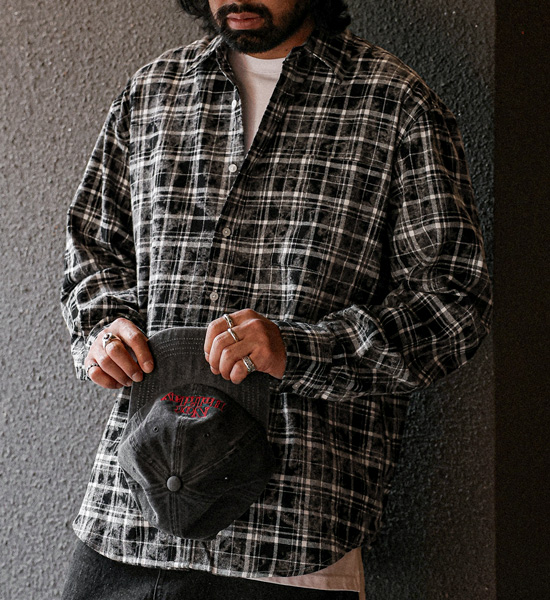 (XL-5XL)<BR>코우스비 チェック柄のシャツ