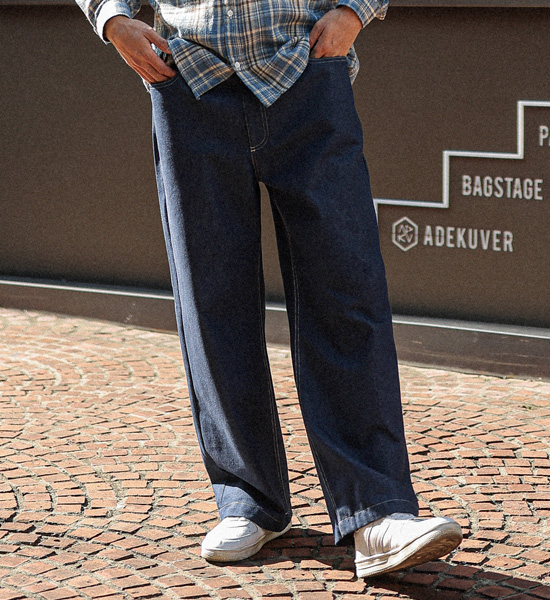 (L-4XL)<BR>바크로 セミワイドフィット フェードなし デニムバンディングパンツ
