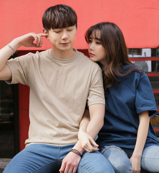 (M~5XL)<br>박음질 없는 きれいな ベーシック半袖Tシャツ
