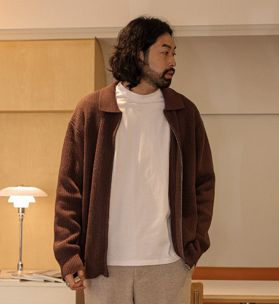 (XL-6XL)<br>라이파노 カラーニットジップアップ