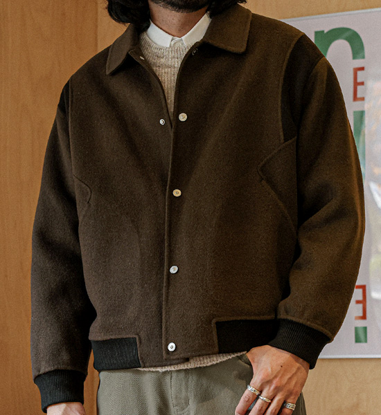 (L-6XL)<br>카라허트 ハンドメイド 배색ウール점퍼(ウール71%) 9080