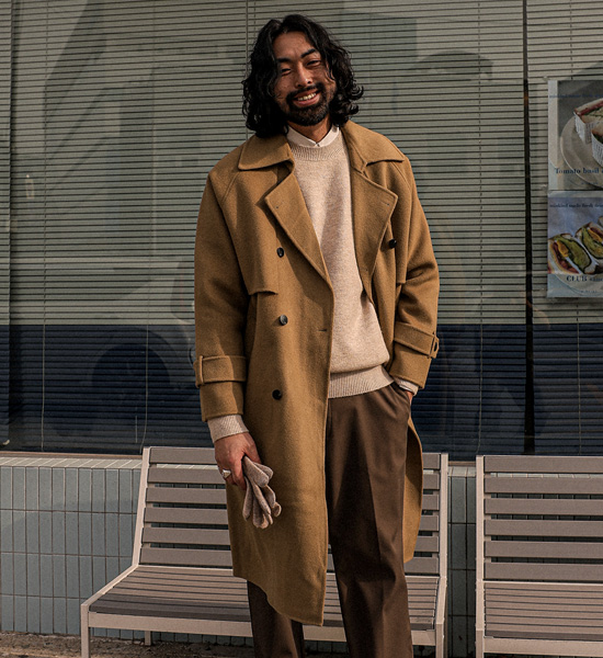 (L-6XL)<br>라우티시 ハンドメイド 더블ウール코트(ウール100%) 9059