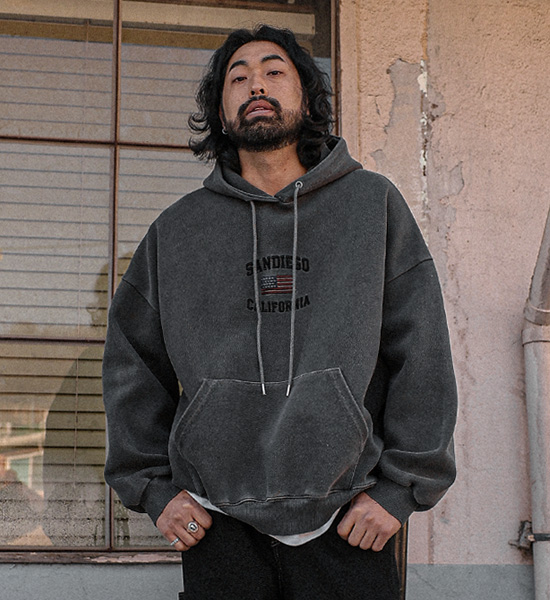 (XL-6XL)<BR>터니스버 顔料 フードティーシャツ <br><font color="#098a09"><B>長さを選択 (基本的な,ロング+6cm)</B></font>