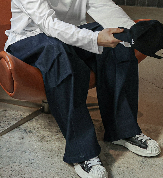 (XL-6XL)<BR>테노우 ワイドフィット ノンウォッシュジーンズ バンディングパンツ