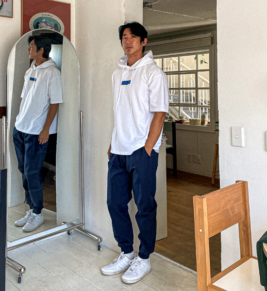 (XL~6XL)<br>러스핀 LONDON フード付き半袖シャツ
