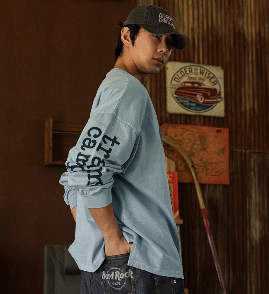 (XL-6XL)<br>코라나디 顔料 長袖Tシャツ