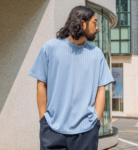 (L-4XL)<br>큐텔라 肋骨のある 半そで ニット