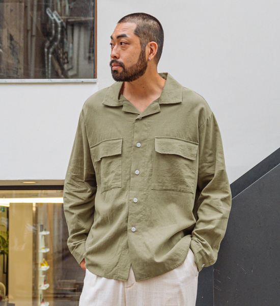 (L~5XL)<br>블라트 リネンのシャツ