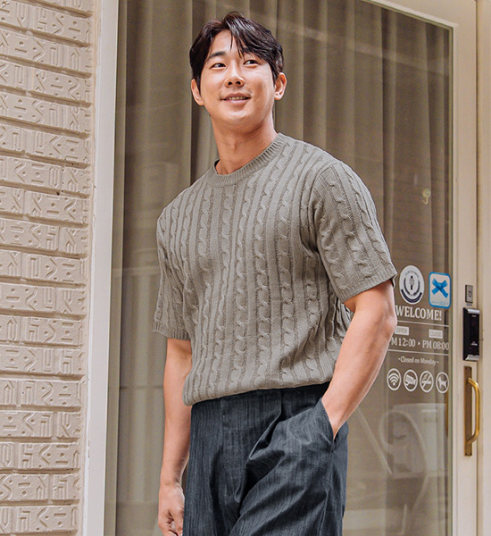 (L~4XL)<br>코이두 クルーラー 半袖のニット