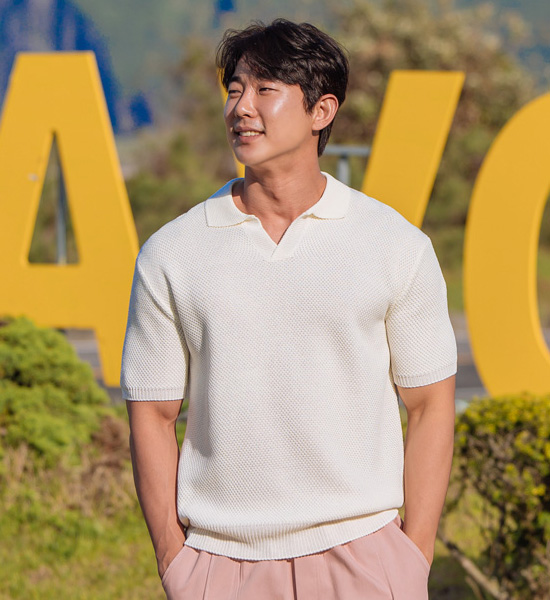 (2XL-5XL)<br>럽바스 オープンカラー 半袖のニット