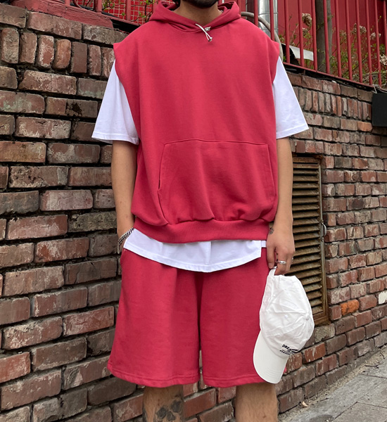 (XL-6XL)<BR>라모니 후드나시+캉가이 バンディング半ズボン