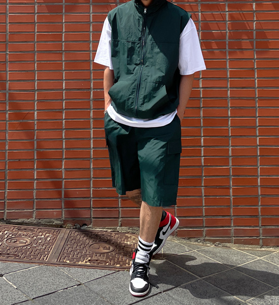 (L-4XL)<BR>사그란 フードベスト+다블라 カーゴバンディングショートパンツ