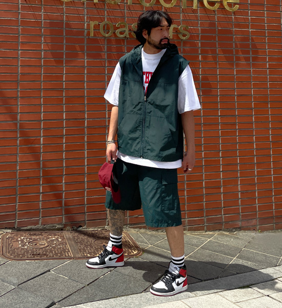 (L-4XL)<BR>사그란 フードベスト+다블라 カーゴバンディングショートパンツ