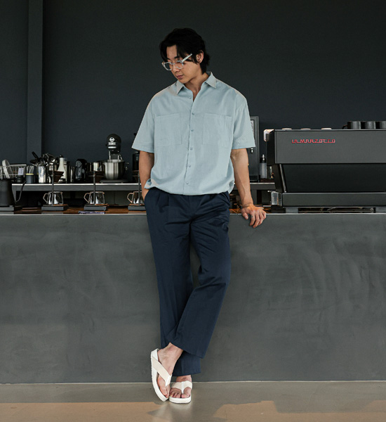 (XL-5XL)<br>히도라 リネン半袖シャツ