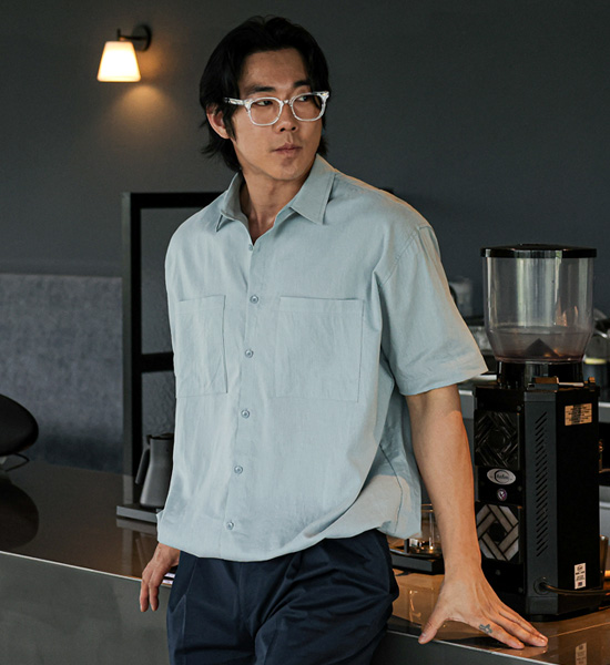(XL-5XL)<br>히도라 リネン半袖シャツ