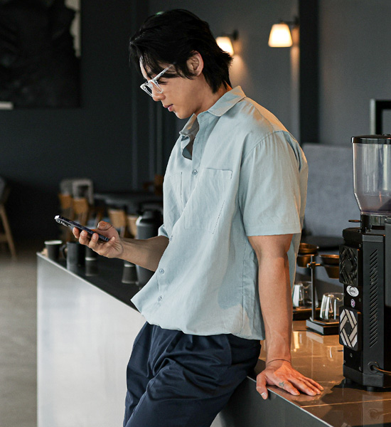 (XL-5XL)<br>히도라 リネン半袖シャツ
