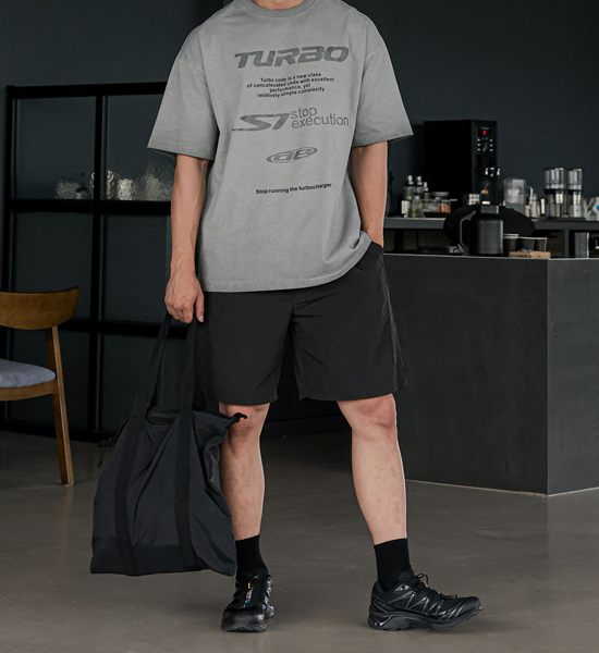 (L-4XL)<br>람퍼 ナイロン バンディング半ズボン