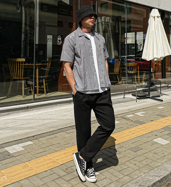 (L-4XL)<BR>하팅 スリムフィット リネンバンディングパンツ
