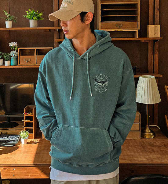 (L-5XL)<BR>마그나토 顔料 フードティーシャツ