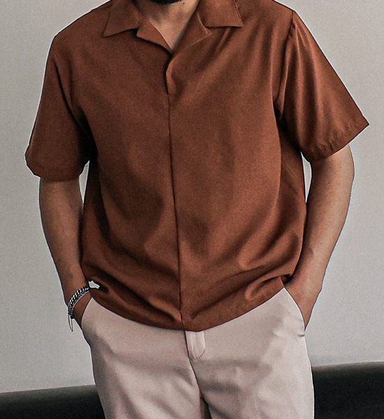 (L-5XL)<BR>자니콜 オープンカラー 半そでティー