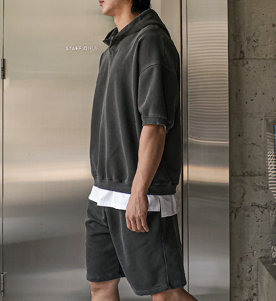 (3XL-6XL)<BR>로나이프 半袖パーカー+스턴하버 バンディング半ズボン