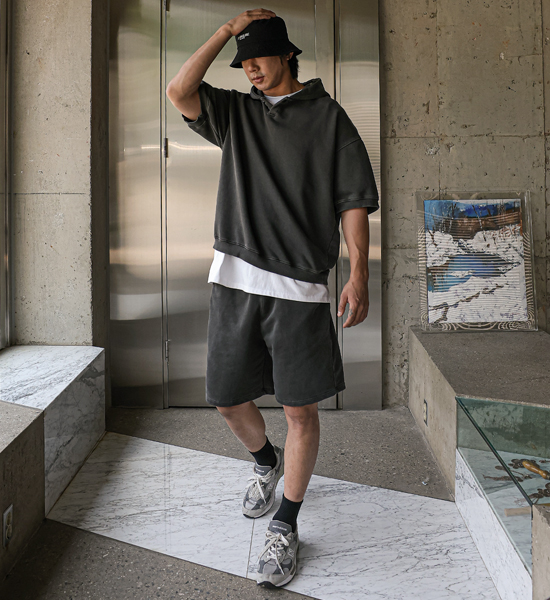 (3XL-6XL)<BR>로나이프 半袖パーカー+스턴하버 バンディング半ズボン