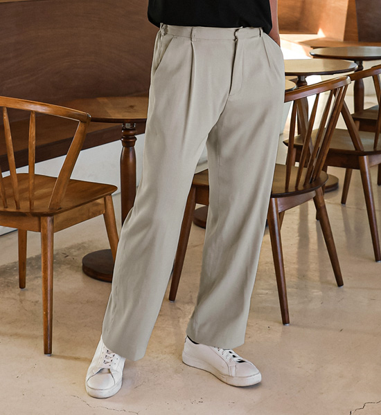 (S-5XL)<BR>아주드 セミワイドフィット バックバンディング リネンスラックス