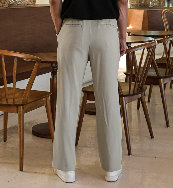 (S-5XL)<BR>아주드 セミワイドフィット バックバンディング リネンスラックス
