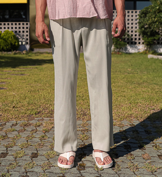 (S-5XL)<BR>아주드 セミワイドフィット バックバンディング リネンスラックス