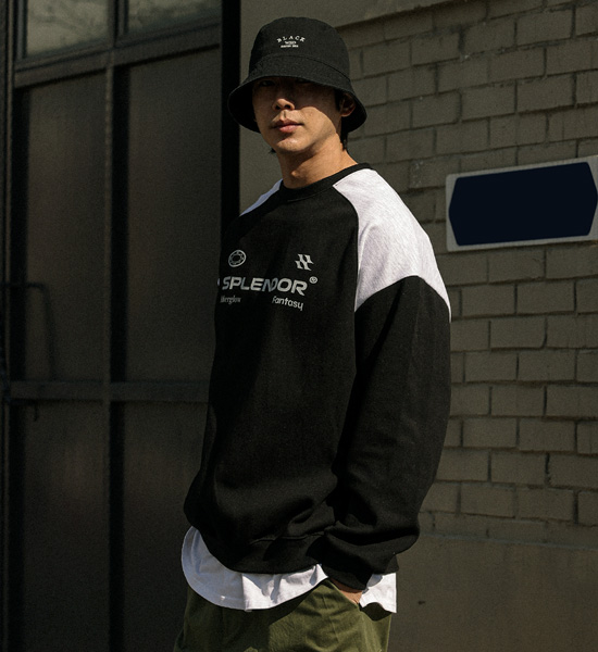 (M-5XL)<br>라메틴 배색맨투맨