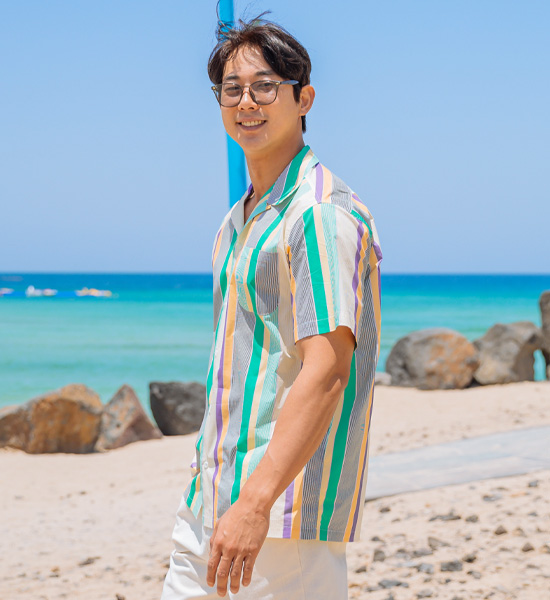 (XL~6XL)<br>칠라오  オープンカラー 半袖シャツ
