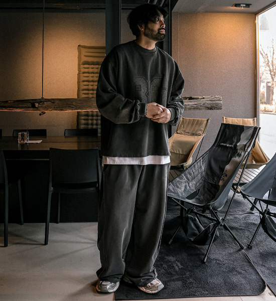 (XL-5XL)<br>자인트노 顔料 マンツーマン+미노로트 와이드핏<br>顔料 バンディングパンツ
