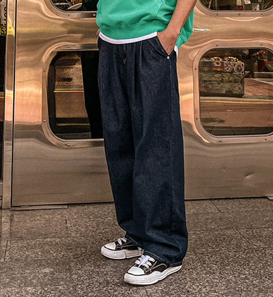(S-5XL)<BR>아트요 セミワイドフィット ノンウォッシュデニムパンツ 9325