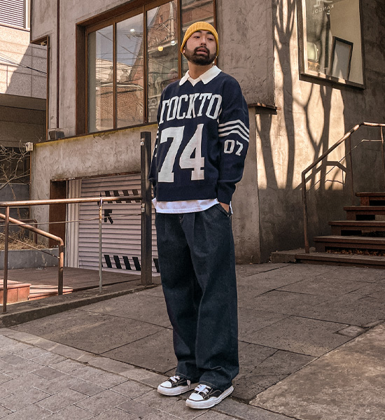 (S-5XL)<BR>아트요 セミワイドフィット ノンウォッシュデニムパンツ 9325