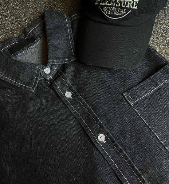 (XL-6XL)<BR>팡카 デニム半袖シャツ