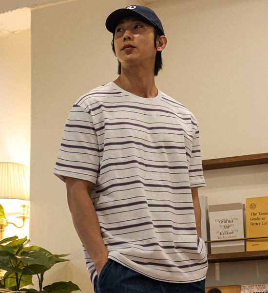 (XL-6XL)<BR>사토리나 縞模様 半そでティー 656