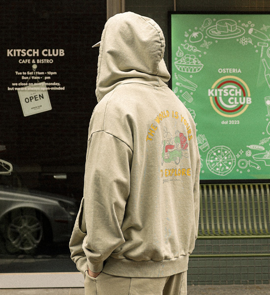 (XL-4XL)<BR>쇼키츠 顔料 フードジップアップ