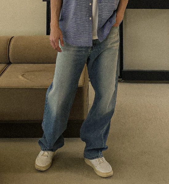 (S-3XL)<br>퍼루핀 標準フィット デニムパンツ #09