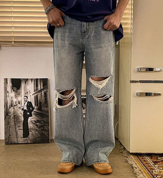 (S-5XL)<BR>알파하 セミワイドフィット デニムパンツ