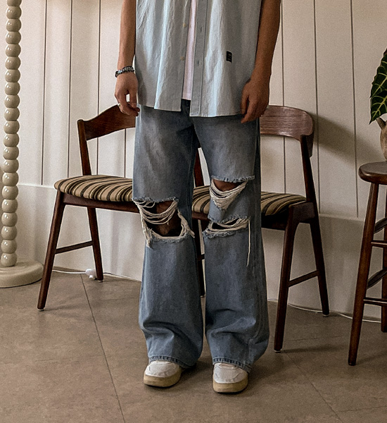 (S-5XL)<BR>알파하 セミワイドフィット デニムパンツ