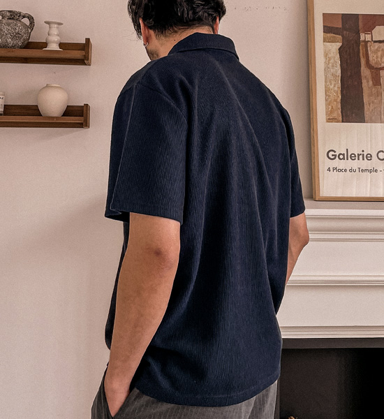 (M-4XL)<BR>캐스단 半袖襟ニット