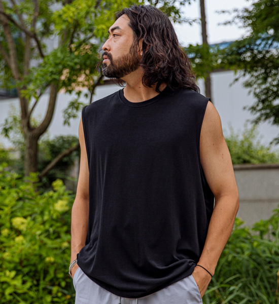 (L-4XL)<br>우퍼드 袖なし
