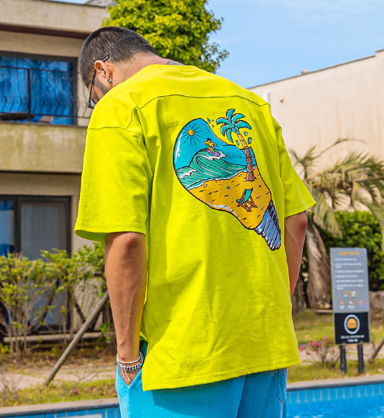 (L-5XL)<br>카눈다  切開半袖Tシャツ