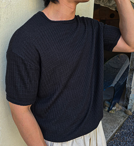(L-5XL)<BR>토니헤일 正方形 半袖のニット
