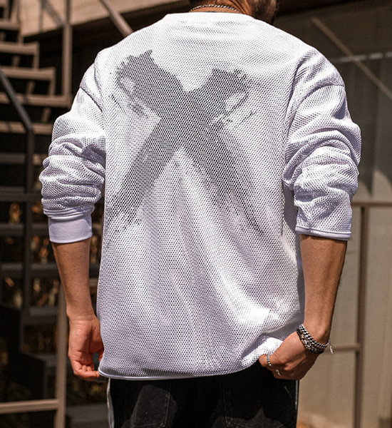 하이로니 メッシュ レイヤ 長袖Tシャツ