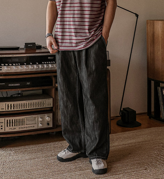 (XL-6XL)<BR>실리온 セミワイドフィット フェードなし ノンウォッシュジーンズ バンディングパンツ RA-1080